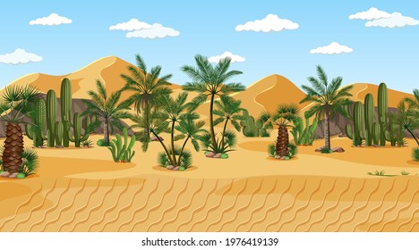 Desert forest landscape at day time scene  illustration