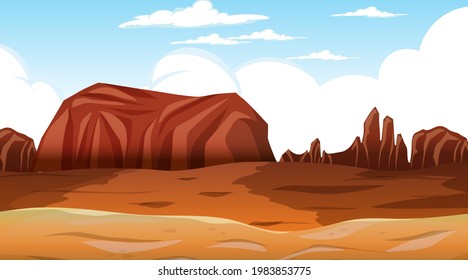 Desert forest landscape at daytime scene illustration