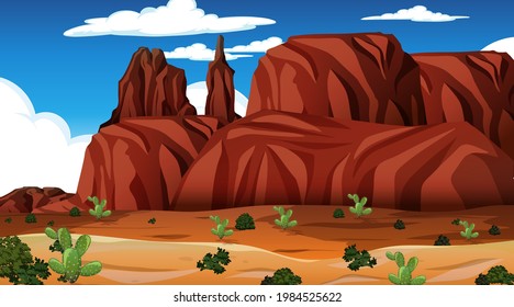 Paisaje forestal del desierto en ilustración diurna