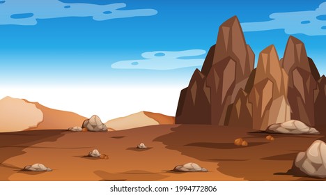 Paisaje forestal del desierto en ilustración diurna