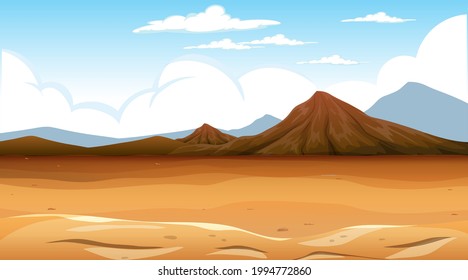 Desert forest landscape at daytime scene illustration