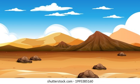 Desert forest landscape at daytime scene illustration