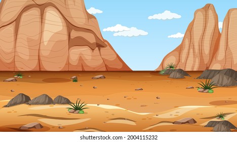 Paisaje forestal del desierto en ilustración diurna