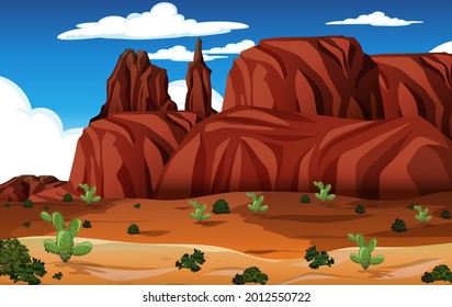 Desert forest landscape at daytime scene illustration