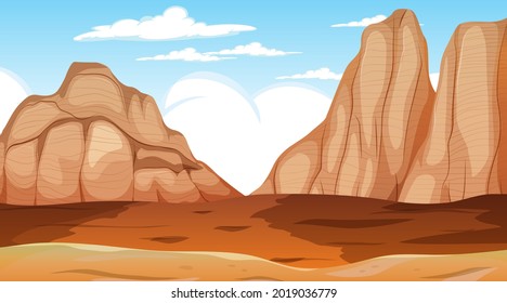 Desert forest landscape at daytime scene illustration