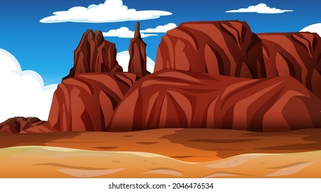 Paisaje forestal del desierto en ilustración diurna