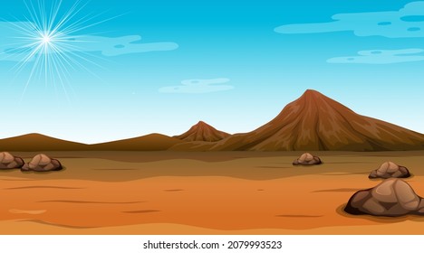 Paisaje forestal del desierto en ilustración diurna