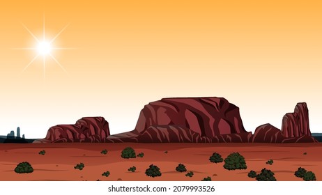 Desert forest landscape scene illustration