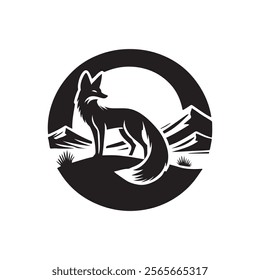 Desert fox silhouette vector art illustration