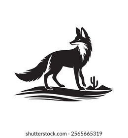 Desert fox silhouette vector art illustration