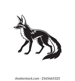 Desert fox silhouette vector art illustration