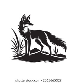 Desert fox silhouette vector art illustration