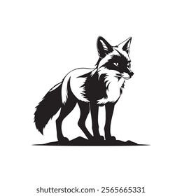 Desert fox silhouette vector art illustration