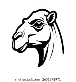 A desert glyph icon of camel mascot face