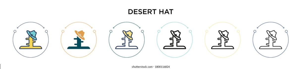 Desert hat icon in filled, thin line, outline and stroke style. Vector illustration of two colored and black desert hat vector icons designs can be used for mobile, ui, web