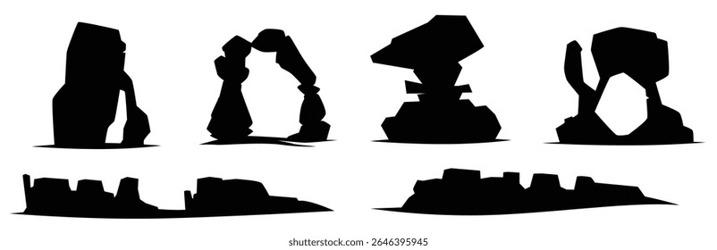 desert hills stones cartoon rocks wild landscape cliffs exact vector exotic outdoor environment