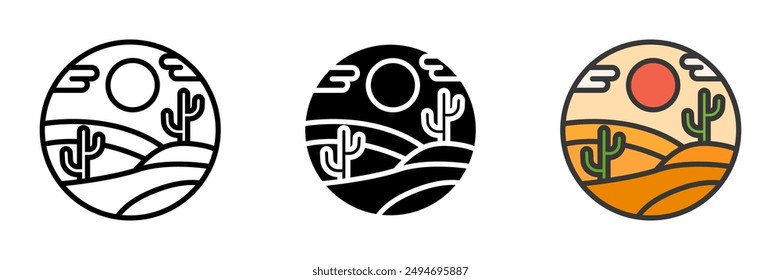 The Desert icon depicts arid, sandy landscapes with minimal vegetation. It symbolizes vastness, heat, and the unique adaptations of life in harsh environments.