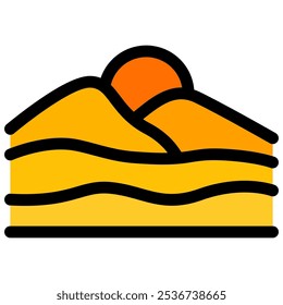 Icono del desierto con estilo de contorno plano