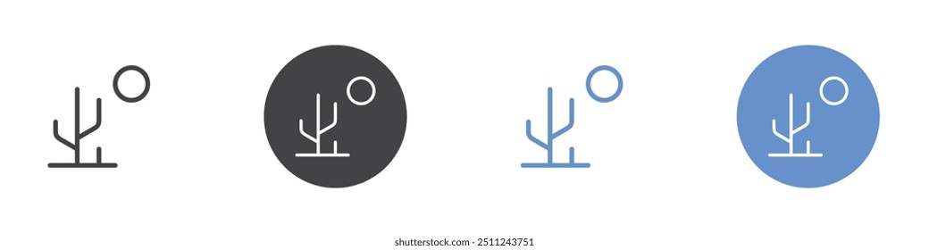 Desert icon Flat set in black and white color