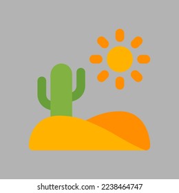 Icono del desierto en estilo plano sobre viajes, uso para presentación de aplicaciones móviles del sitio web