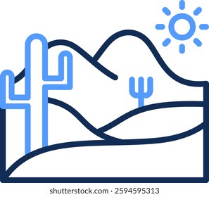 Desert Icon Line Color Vector Illustration