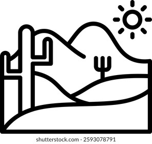 Desert Icon Line Vector Illustration