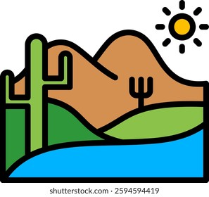 Desert Icon Lineal Color Vector Illustration