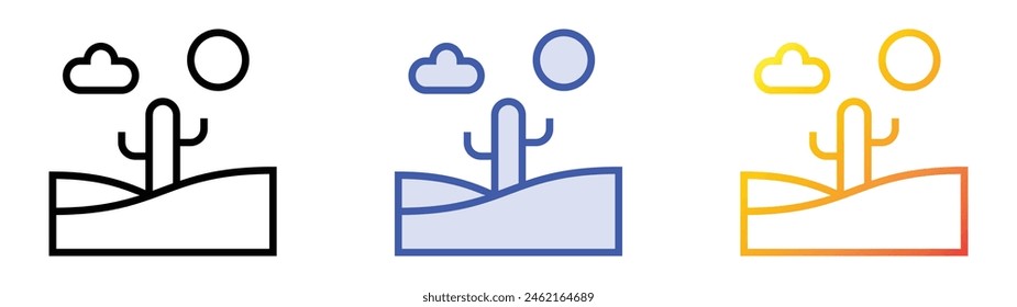 desert icon. Linear, Blue Fill and Gradient Style Design Isolated On White Background