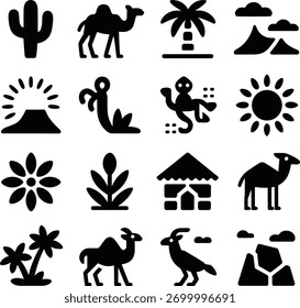 Desert Icon Pack Premium Sand, Nature Landscape Vector Icons