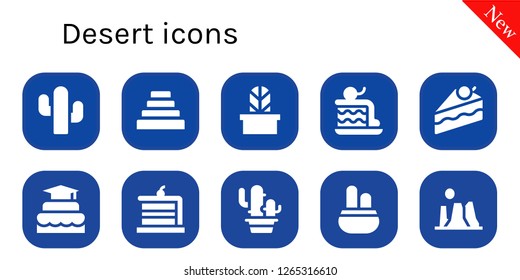  desert icon set. 10 filled desert icons. Simple modern icons about  - Cactus, Pyramid, Cake, Canyon