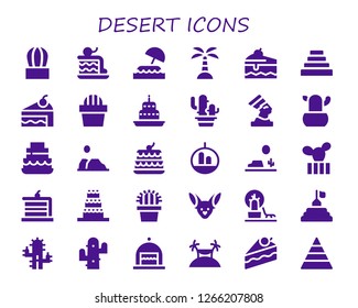  desert icon set. 30 filled desert icons. Simple modern icons about  - Cactus, Cake, Island, Pyramid, Pharaoh, Desert, Fennec, Landscape