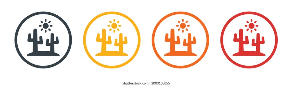 Desert icon set. Containing cactus, sand and sun symbol vector illustration.