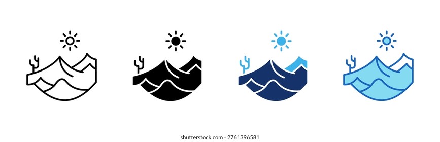 Desert icon set multiple style collection