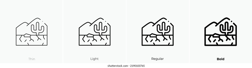 desert icon. Thin, Light Regular And Bold style design isolated on white background