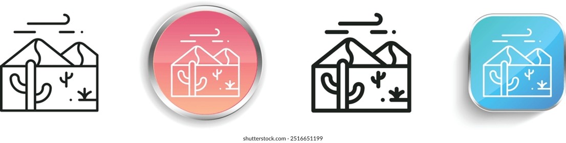 desert icon. Thin Linear, Regular and Button Style Design Isolated On White Background