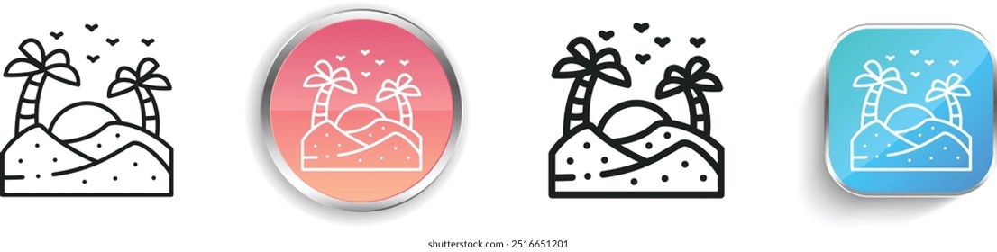 desert icon. Thin Linear, Regular and Button Style Design Isolated On White Background