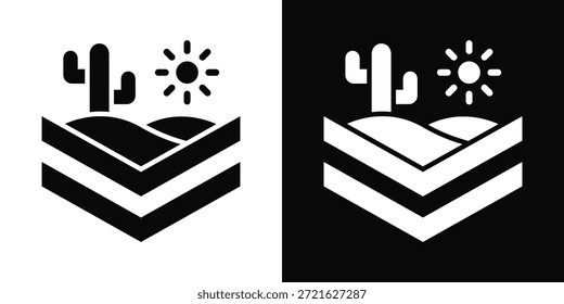 Estilo de fondo blanco y negro del icono del desierto