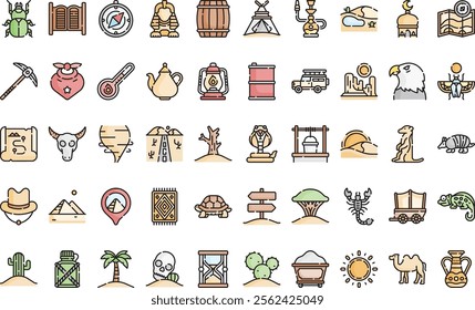 Desert icons High-Quality Vector Icons Collection with Editable Stroke. Ideal for Professional and Creative Projects.