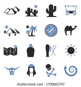 Desert Icons. Two Tone Flat Design. Vector Illustration.