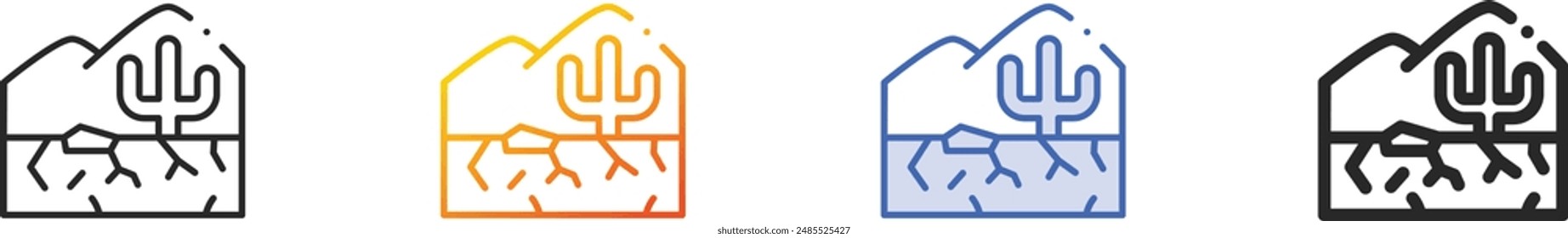 desert icon.Thin Linear, Gradient, Blue Stroke and bold Style Design Isolated On White Background