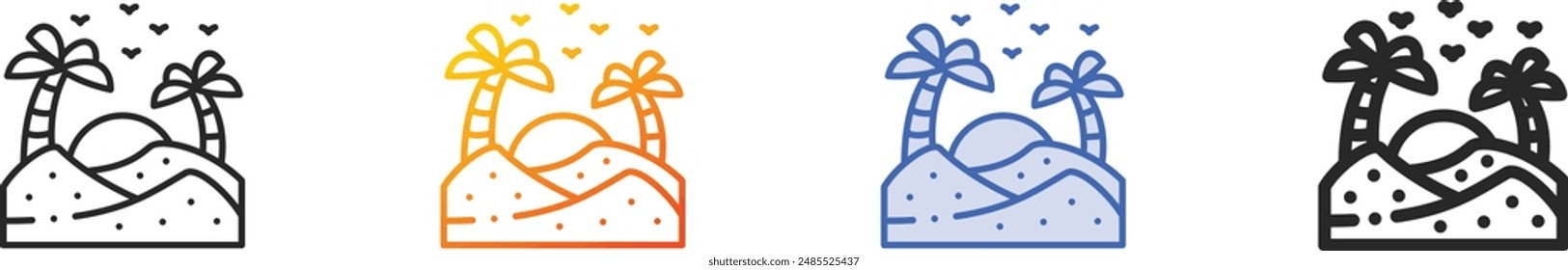 desert icon.Thin Linear, Gradient, Blue Stroke and bold Style Design Isolated On White Background