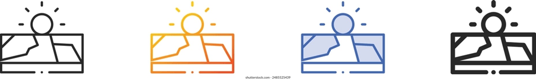 desert icon.Thin Linear, Gradient, Blue Stroke and bold Style Design Isolated On White Background