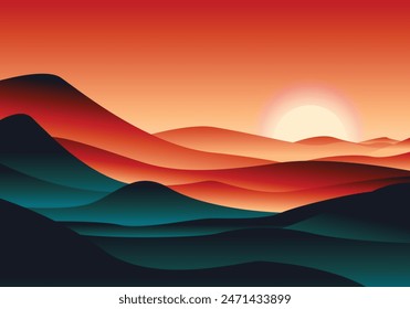 desert illustration. African Landscape. You can use it for Islamic backgrounds, banners, posters, websites, social media and print media. Vector illustration.