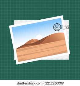 Desert illustration background in postcard style