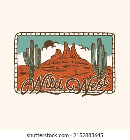 desert illustration cactus vintage wild west design