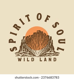 desert illustration landscape graphic sunset design ocotillo hand drawn vintage badge logo nature t shirt outdoor