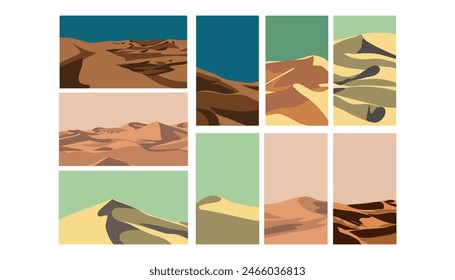 desert illustration minimal wall decor arts design vector, modern art background, minimalist art, design for cover, poster, postcard, card, flyer, brochure, frame.