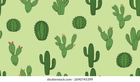 Um deserto inspirou um padrão sem emenda com várias plantas de cactos.