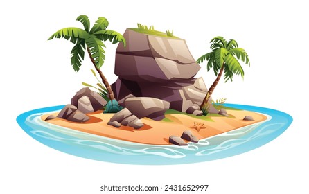 Desert island cartoon vector illustration isolated on white background