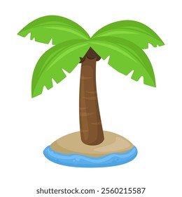 Desert Island Emoji Icon Illustration. Tree Palm Vector Symbol Emoticon Design Doodle Vector.